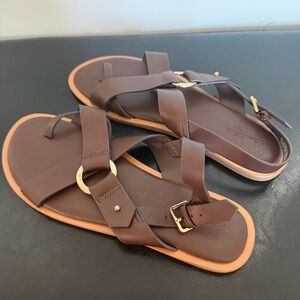Target Brown Sandals with Gold Accents